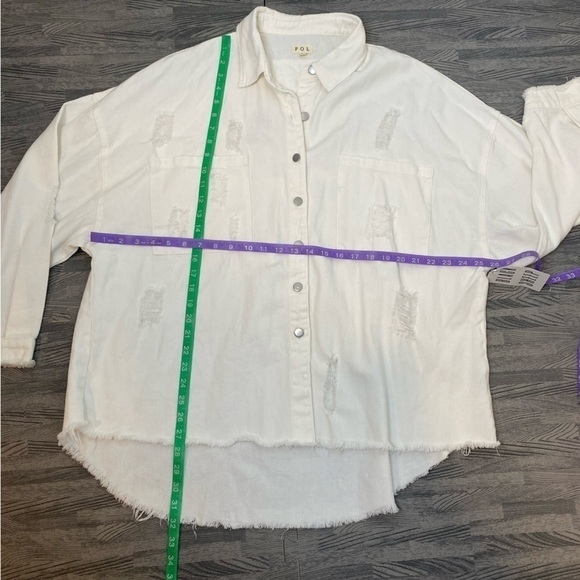 POL NWT Shacket Distressed Oversized Button Front - Picture 11 of 16